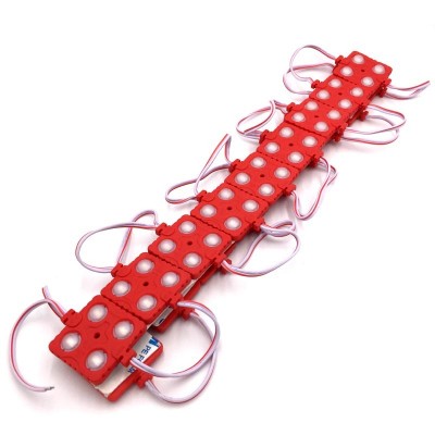 Modulo 4 LEDs SMD2835 - 2W 12V con lupa ROJO